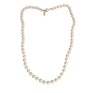 Vintage Marvella Faux Pearl Necklace Knotted Between Gold Tone Estate 18"